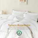 TOPGREEN Feather Down Comforter Queen Size, Luxury Extra-Fluffy Duvet Insert, All Season Bed Comforter with Ultra-Soft Organic Cotton Case (90x90 Inch, Ivory White)