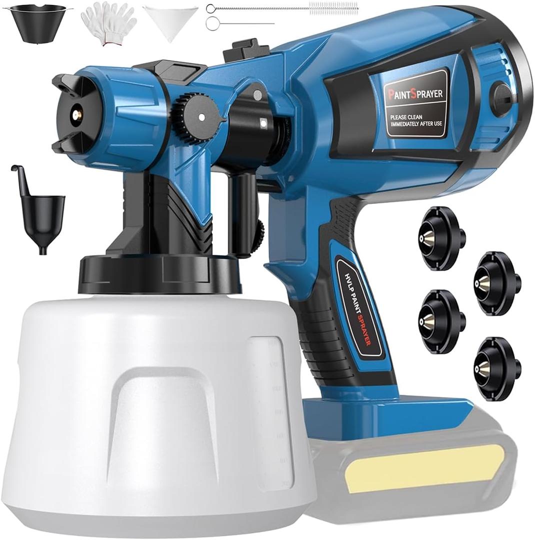 Cordless Paint Sprayer for Dewalt 20V MAX Battery High Power Electric Spray Paint Gun Easy to Clean for Furniture Cabinets House Painting Blue (Not Include Battery)