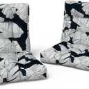 LVTXIII Outdoor Tufted Seat Cushions, Solid Seat and Back Chair Cushion with Ties, Patio Replacement Rocking Chair Cushion for Outdoor Furniture Use, 21 W x 21D, 4 Pack, Black Lush Leaf Jungle