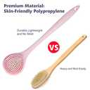 BEDELITE Back Bath Brush Long Handle for Shower - Soft Shower Brush for Men & Women,Back Brush Scrubber(16.4" Long), Skin Exfoliator for Bath Scrubber Body Brush(Pink)