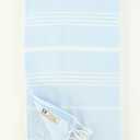 Turkish Towel Fouta Peshtemal Striped Beach Bath Spa Yoga Hammam Gym Pool Towel Wrap Pareo Sarong Authentic 100% Turkish Cotton (Light Blue)