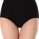 AI Washable Absorbency Urinary Incontinence Underwear for Women Seamless Cotton Leak Proof High Waist Panties, Black (Medium)