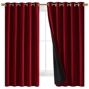NICETOWN 100% Blackout Cold Blocking Curtain Panels, Thermal Insulated Curtains, Noise Reducing Drapes for Thanksgiving Day Window Decor (Set of 2, Burgundy Red, 70 inches Wide by 63 inches Long) NICETOWN 100% Blackout Cold Blocking Curtain Panels, Thermal Insulated Curtains, Noise Reducing Drapes for Thanksgiving Day Window Decor (Set of 2, Burgundy Red, 70 inches Wide by 63 inches Long)