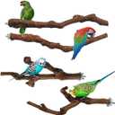 Natural Parrot Perch Wild Grape Stick Bird Standing Pole Claw Grinding Fork Parrot Climbing Standing Branch Toy Chewable Cage Accessory Small Budgies Love Birds 4PCS
