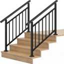 Hand Rails for Outdoor StepsStair Handrail & Indoor Stair Railing KitRailings for Outdoor Steps for Fence & Outdoor Steps (2, Black-with Balusters, 4 Step)