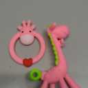 SHARE&CARE BPA Free Silicone Giraffe Baby Teether Toy with Storage Case, for 3 Months Above Infant Sore Gums Pain Relief and Baby Shower, Baby Teething Toys (Pink)