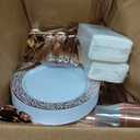 Bestluck 700PCS Rose Gold Plastic Dinnerware Set for 100 Guests, Disposable Plates for Party, Wedding, Include 100 Rose Dinner Plates, 100 Dessert Plates, 100 Set Silverware, 100 Cups, 100 Napkins
