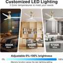 52 Inch White Gold Ceiling Fan with Light and Remote, Indoor Modern Ceiling Fan for Bedroom Living Room, High CFM Quiet DC Motor