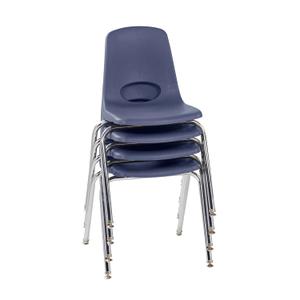 FDP 18" School Stack Chair,Stacking Student Seat with Chromed Steel Legs and Nylon Swivel Glides For In-Home Learning, Classroom or Office - Navy (4-Pack), 10384-NV