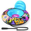 QPAU 44” Snow Tube with Backrest – Heavy Duty Inflatable Sled 500 lbs Capacity with Cover, Handles & Tow Rope, Snow Tubing Sleds for Kids & Teens, Portable Air Sled with Fast Valve (Blue)