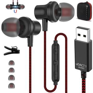 ASKUBSKU USB Headset with Microphone for Laptop, USB Headphones for Computer, Wired Earphones with Mic in-Line Stereo, Noise Canceling Mic Classroom Headphones Headsets for Surface/Switch/PC, 3.9Ft