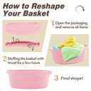 Pro Goleem Small Woven Basket with Gift Bags and Ribbons Durable Baskets for Gifts Empty Small Rope Basket for Storage 12"X 8" X 5" Baby Toy Basket with Handles, Pink