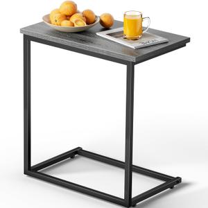 Pipishell C Shaped End Table 27 inches High, Side Table for Couch Slide Under, C Table Sofa Side End Table for Living Room (11.8D x 19.7W x 27.2H in, Grey)
