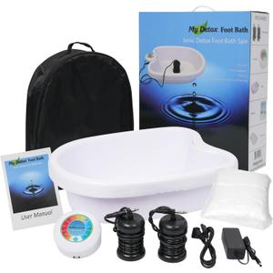 Ionic Detox Foot Bath Cleanse Spa with Basin 100 Liners and Two Round Arrays