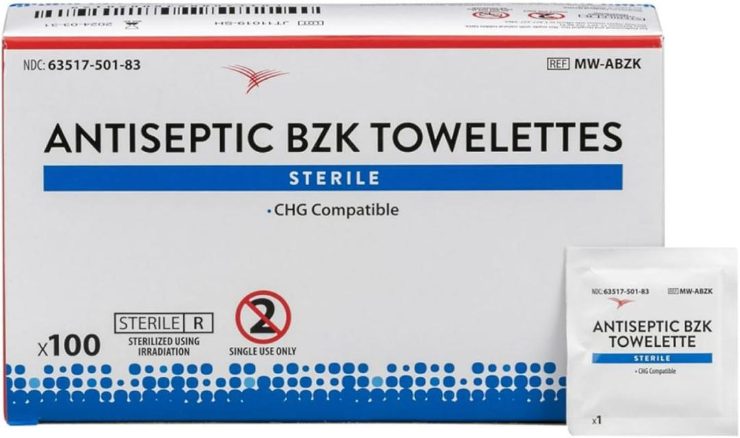 Balego Antiseptic Wipes, Benzalkonium Towelette Bzk, First Aid, Individually Packaged, 5 X 7 Inch, 100/box, 100 Count