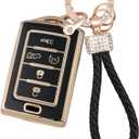 Key Fob Cover Keychain Kit Compatible with Jeep Grand Cherokee L Gladiator Wagoneer Grand Wagoneer Accessories Black