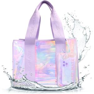Case-Mate Official Soap Bubble Beach Tote - Iridescent Beach Bag with Phone Pouch for Women - Waterproof, Foldable & Washable - Tote Bag for Beach, Pool, Travel and Vacation - Large