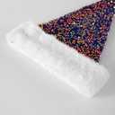 BELISHMIE Golden Sparkling Sequin Santa Hat for Adults Christmas Holiday Party Accessory, Plush Fur Trim, Festival Headwear (Blue)