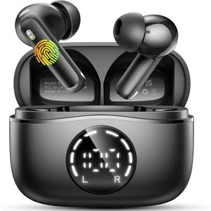 Wireless Earbuds Bluetooth 5.4 Headphones Bass Stereo, Ear Buds with ENC Noise Cancelling Mics, Earphones with 48H Playtime & LED Display, IP7 Waterproof, for Android iOS