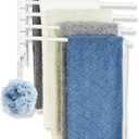 Swivel Towel Rack, 12.6 Inch Towel Bar with Wall Mounted 180 Rotation, 5 Arms Towel Hanger SUS 304 Stainless Steel, Space Saving for Kitchen, Bathroom, Outdoor, White