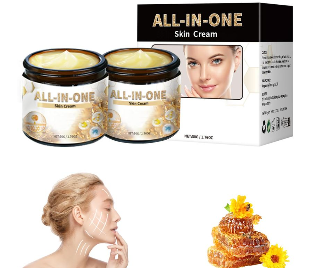 WLLEADG 2Pcs Effective All-in-One Skin Cream, Advanced Bee Venom Cream, All in One Skin Bee Venom Cream, Fine Line and Wrinkle Correction Cream for All Skin Types