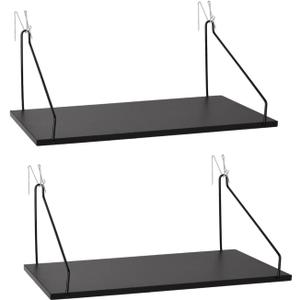 Fabric Wall Cubicle Shelf with Hooks for Work Decor, 11.8' Wooden Cubicle Organizer Storage Shelf with Hangers Cubicle Accessories for Women Men Desk, 2 Pack Black
