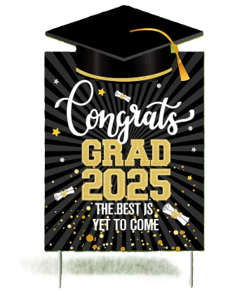 KatchOn, Congrats Grad Yard Sign - 16x10 Inches | Green and Gold Class of 2025 Congrats Yard Sign | Graduation Party Decoration | Congrats Grad Lawn Signs for Graduation Decorations 2025