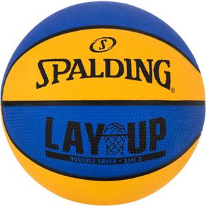 Spalding Outdoor Rubber Basketballs | Performance Rubber Cover Designed for Outdoor Play | Multiple Sizes & Colors (Mini, 22", Lay Up - Blue/Orange)
