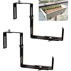 Adjustable Planter Box Brackets, Window Boxes Planters, Heavy-Duty Planters Hanging Flower Box Holders,for Mounting Railing Windowsills, Garden, Fences, and Balcony, Black