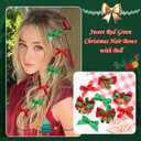 SAWINDA 24Pcs Christmas Hair Bows Clip With Bells Red Green Mini Bowknot Ribbon Barrettes Sweet Cute Bow Claw Clips for Teens Hair Accessories for Teens and Girls