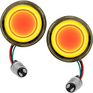 Motorcycle 1157 LED Turn Signal Light Front Rear 2 Inch Bullet Smoked Lens Compatible with Harley Softail Touring Dyna Fat Boy Sportster Road King Street Glide Electra Glide