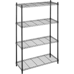 Whitmor Epoxy Coated Metal Supreme 4-Tier Shelving Unit, Black