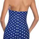 One-Piece Swim Dress for Women-Tummy Control, Built-In Shorts, Modest Skirted Swimwear, Swim Suits for Women 2026 for Beach Pool Vacation American Flag 10-12