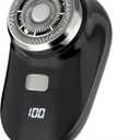 Mini Electric Shaver, Portable Travel Razor for Men, Cordless USB-C Fast Rechargeable Electric Shavers, LED Battery Display Face Shavers for Wet/Dry Shaving Black