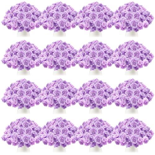 Tigeen 150 Pcs Hydrangea Artificial Flowers Bulk 7.48 Inch Artificial Hydrangeas with Removable Stems Faux Flowers Wedding Decor for Home Garden Party Decoration DIY Project (Lavender)