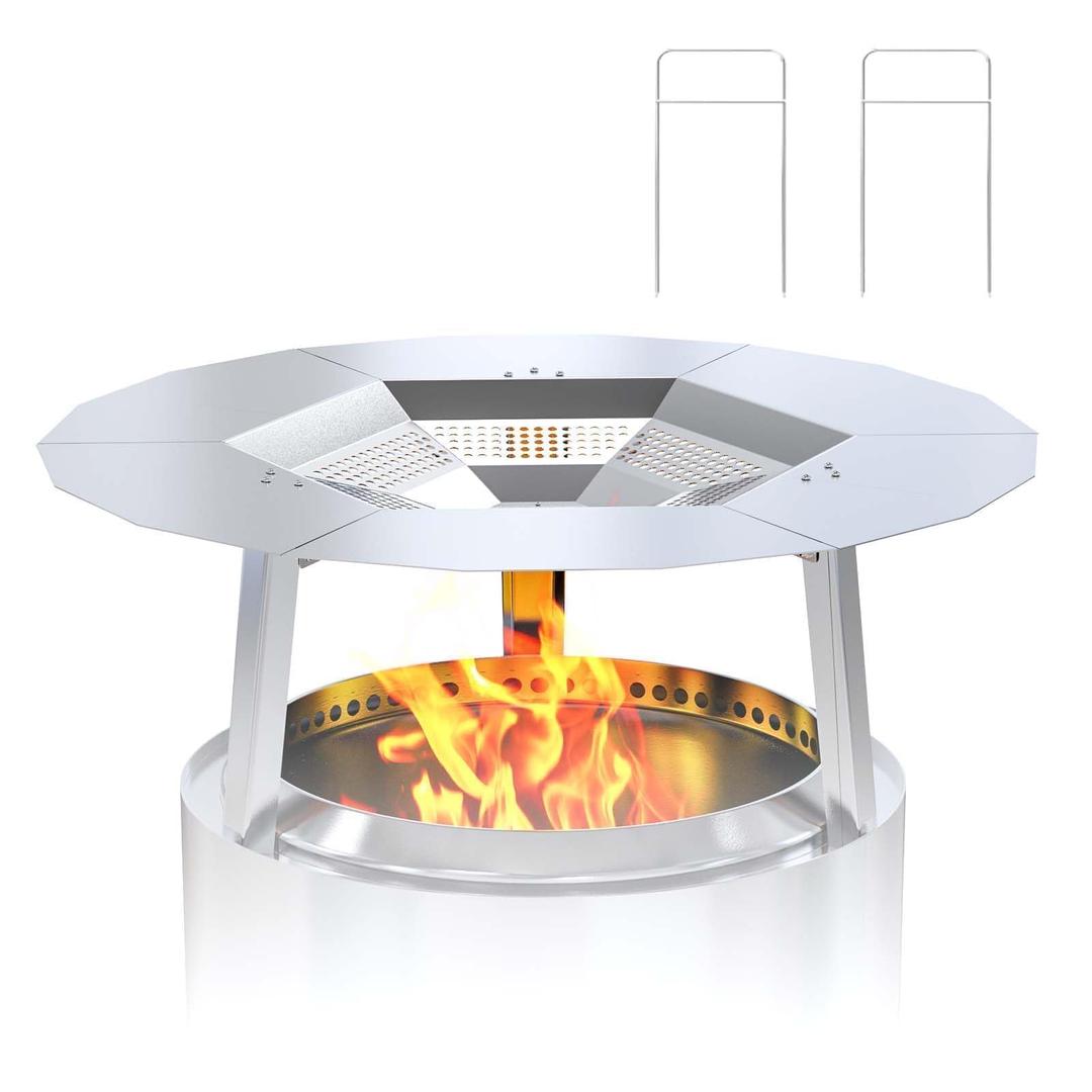 One-Piece Fire Pit Heat Deflector for Solo Stove Yukon 27", 304 Stainless Steel Heat Diffuser Accessories for Captures and Redirects Warmth for Most 27" Outdoor Backyard/Camping Fire Pit Stove