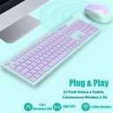 LeadsaiL Wireless Keyboard and Mouse Combo, Full-Sized Ergonomic Computer Keyboard, 2.4GHz Cordless Keyboard Silent Mouse Set with 2-in-1 USB Receiver, 12 FN Shortcuts for Windows Laptop, PC/Mac- Purple / Turquoise