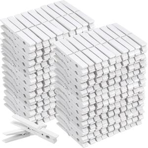 Honeydak 300 Pcs Large Clothes Pins 3.9 Inch Wooden Clothespins for Hanging Photos Crafts Pictures Laundry Outdoor Clothes Clips(White)