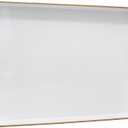 15.8" x 11.8" White Plastic Serving Tray with Gold Trim and Handles, Decorative Rectangular Tray for Ottoman, Coffee Table, Kitchen Counter, Bathroom Vanity, Heavy-Duty & Easy to Clean