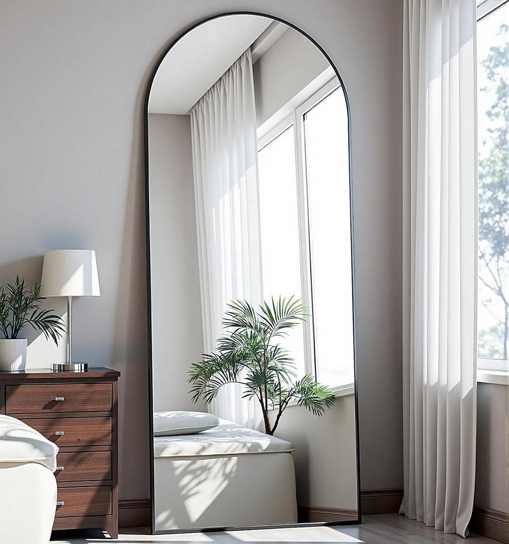 Arched Full Length Mirror, 58"X18" Large Full Body Mirror, Black