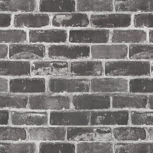Qianglive Grey Brick Peel and Stick Wallpaper 17.5"×120" Gray Faux Brick Contact Paper Removable Self Adhesive Vinyl Waterproof Wallpaper for Bedroom Fireplace Backdrop Accent Wall