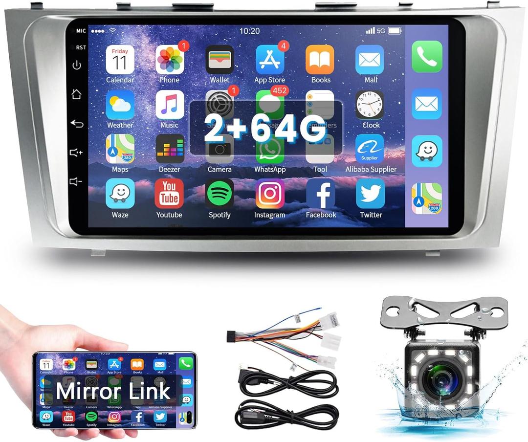 2G+64G for Toyota Camry 2006 2007 2008 2009 2010 2011 Android 13 Car Stereo for Toyota Camry, 9 Inch HD Touch Screen Car Radio with Mirror Link, GPS Navi, WiFi, Bluetooth+Backup Camera