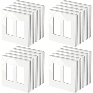 20 Pack BESTTEN 2-Gang Screwless Wall Plate, USWP4 Glossy Off White, Decorator Outlet Cover, H4.69 x W4.73, Faceplate for Light Switch, Dimmer, USB, GFCI, Receptacle