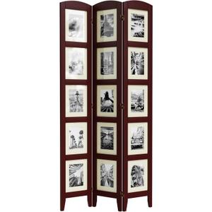 SZQINJI 3 Panel Photo Room Divider Screen, Solid Wood Divider for Room Separation for 8x10 Picture Frame Without Mat for 5x7 Photo with Mat, Walnut