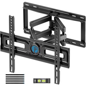 Pipishell TV Wall Mount, Full Motion Wall Mount with Dual Arms, Swivel, Extension for 26-65 inch Flat or Curved TVs up to 99 lbs, Max VESA 400x400mm, 3 Bracket Heights, Fits 12/16 Wood Studs, PIMF4