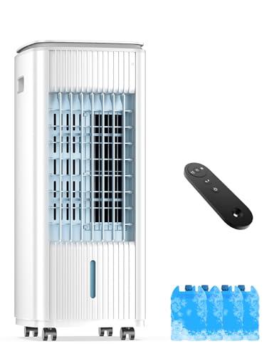 Portable Air Conditioners, 3-IN-1 Evaporative Air Cooler w/ 4 Ice Packs, 3L Water Tank for Cooling, 7H Timer for Auto-Off, Swamp Coolers with 70° Oscillation, White