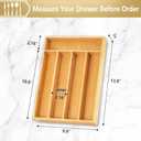 SUNBREATH Silverware Organizer, 10 Inch Utensil Organizer Kitchen Drawer Organizer Bamboo Silverware Holder Cutlery Tray Organizer in Drawer Flatware Organizer Tray(5 slots, Natural