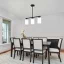 3-Light Modern Island Lights for Kitchen, Black Dining Room Light Fixtures Farmhouse Linear Chandeliers Over Table, White Frosted Glass Adjustable Hanging Light Kitchen Pendant Lighting Over Island