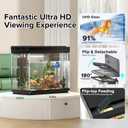 Vehipa Fish Tank 2.4 Gallon Aquarium with Heater, 3-in-1 Silent Pump with Filteration & Oxygenation & Circulation, 7-Color Timer Cycle Light, Temperature Display, Humidifier, HD Glass Fish Bowl