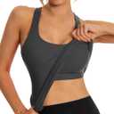 MathCat Seamless Workout Tank Top for Women with Built in Bra, Padded Racerback Ribbed Athletic Yoga Camisole (Large, Carbongrey)